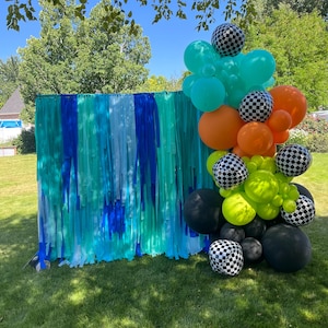 Haifisch-Party/Monstertruck/Unter dem Meer/Surfer Dude party Wand/Blaue Wand/Benutzerdefinierte Fringe Backdrop/Fransen Wand Backdrop