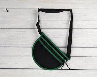 Waist Pack / Cross Body Bag Black and Forest Green