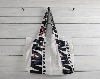 Repurposed Navigator Logo Labels Parachute Tote Bag