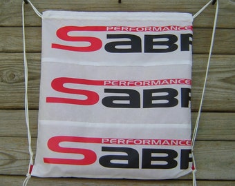 Sabre2 Parachute Logo Drawstring Backpack : Red Lining, Interior Pocket, Key Loop