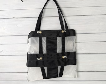 Black and White Parachute Reserve Bag Briefcase Tote