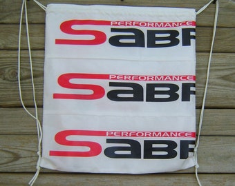 Sabre2 Parachute Logo Drawstring Backpack with White Lining and Interior Pocket