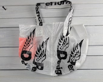 Parachute Bag Nylon Ripstop PD Wings Logo Market Bag with integrated neon orange pocket