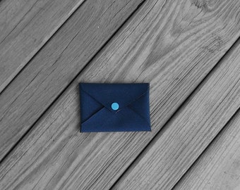 Navy Blue Cordura Business Card Holder with Turquoise Blue Snap