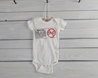 Gerber Onesie  size 3-6 Month with Slider Warning Label Applique