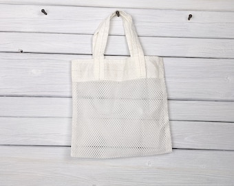 Small White Mesh Tote Bag