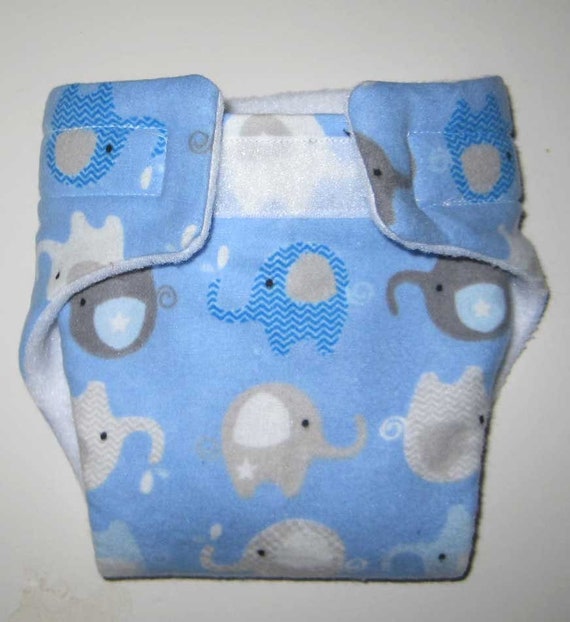 Baby Doll Cloth Diaper/wipe Elephants on Blue Flannel-fits | Etsy