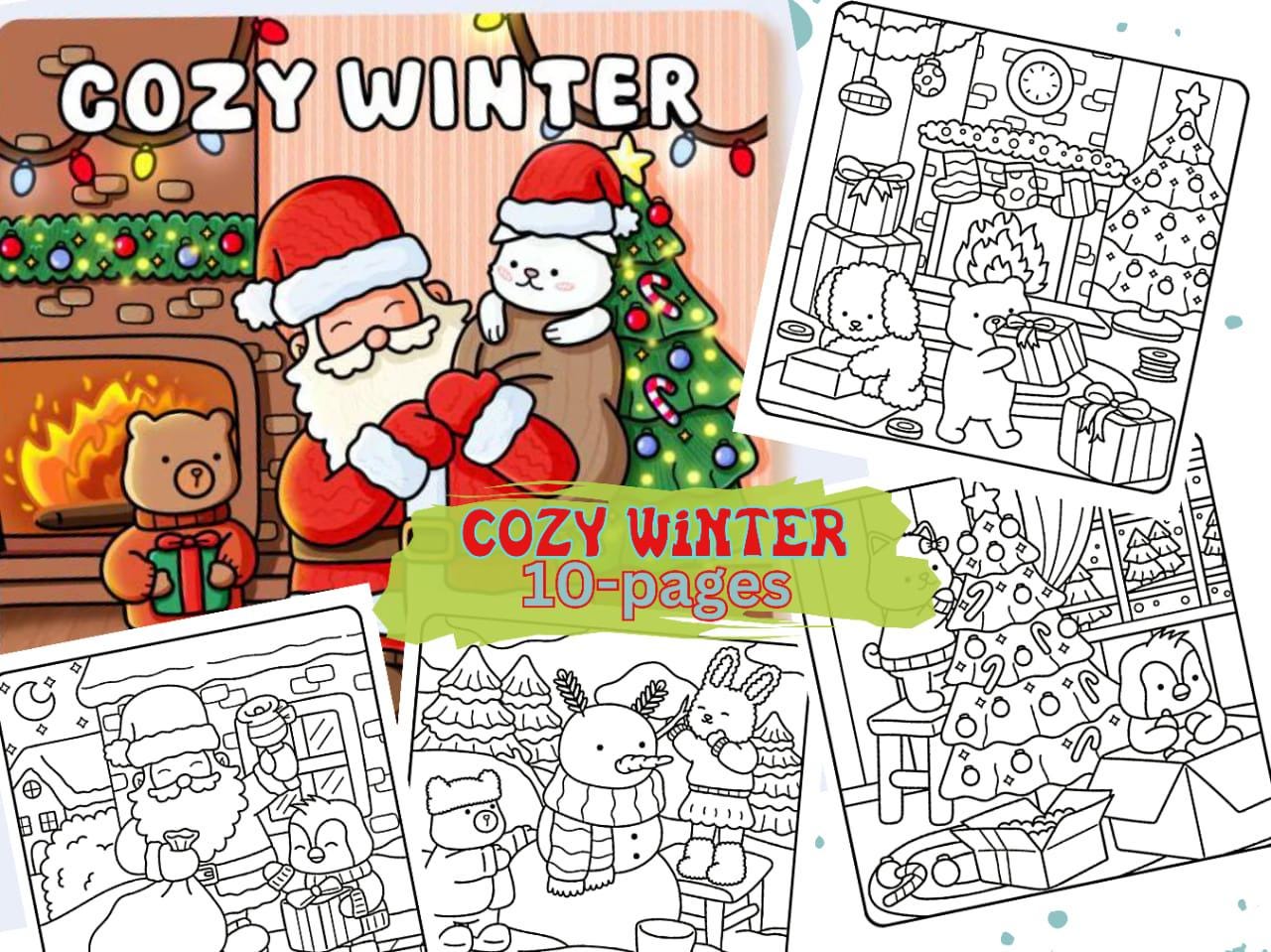 Cozy Christmas Coloring Pages,cozy Moments Coloring Pages,cozy Season Coloring,hygge Adult ...