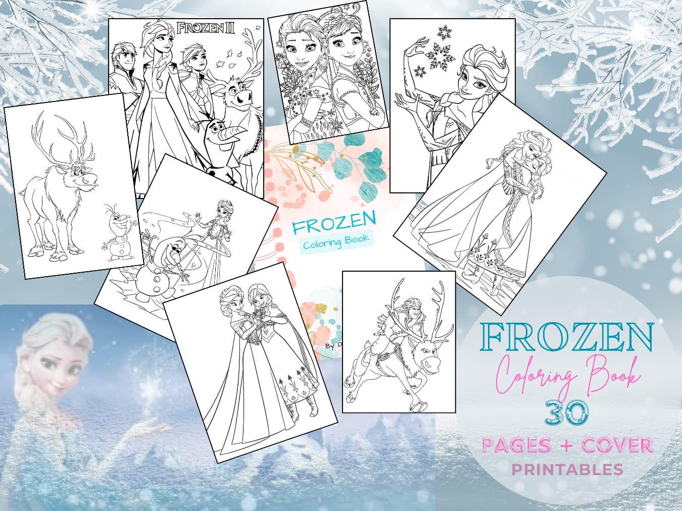 Frozen Coloring Book,frozen Coloring Pages,girls Coloring Pages,instant ...