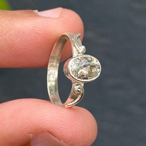 Green Amethyst Oval Shape 925 Sterling Silver Handmade Dainty Minimalist Ring For Her, Green Amethyst Statement Anniversary Ring For Women