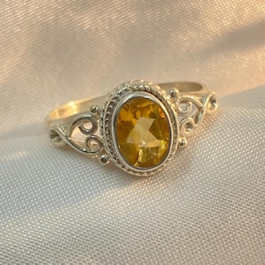 Citrine November Birthstone Handmade 925 Sterling Silver Gemstone Ring , Anniversary Ring, Citrine Jewelry Minimalist Ring For Her