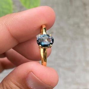 Natural London Blue Topaz Gemstone Handmade 925 Sterling Silver Engagement Ring, Blue Topaz Jewelry, Promise-Statement Ring For Her