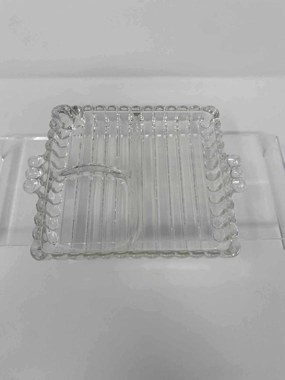 Snack Plate With Built-in Ashtray | Vintage Glass Dish From the
