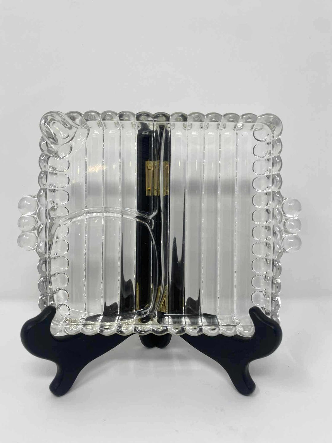 Snack Plate With Built-in Ashtray | Vintage Glass Dish From the