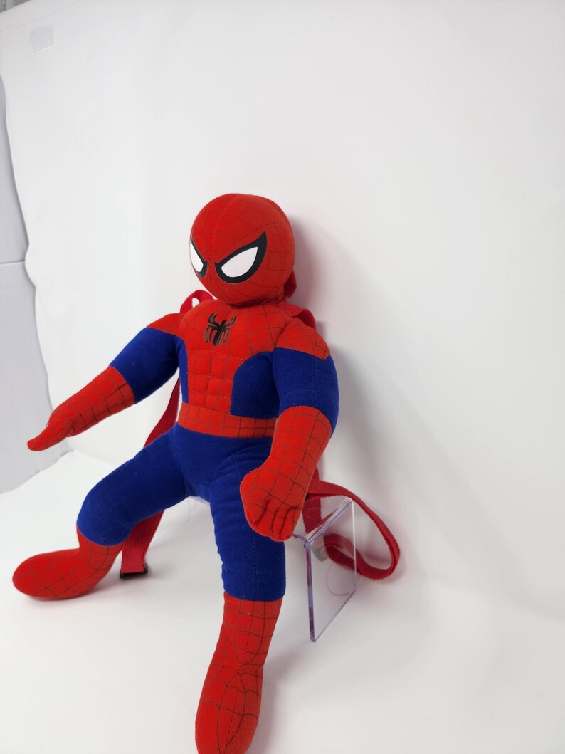 Vintage Spider-Man Plush Backpack Marvel Kids Backpack Soft Plush Bag Superhero Backpack Bioworld Toy Collectible image 4