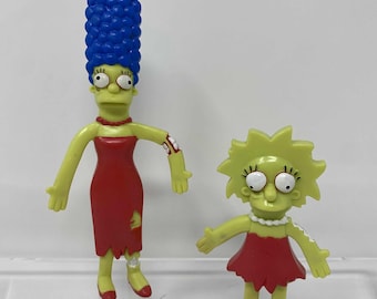 The Simpsons Vintage 2002 Figure Set | Marge & Lisa | Matt Groening Fox Collectible Toys | Retro Cartoon Figures