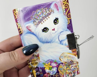 Libreta vintage de Lisa Frank, Princesa Gato, con candado y llave, rara