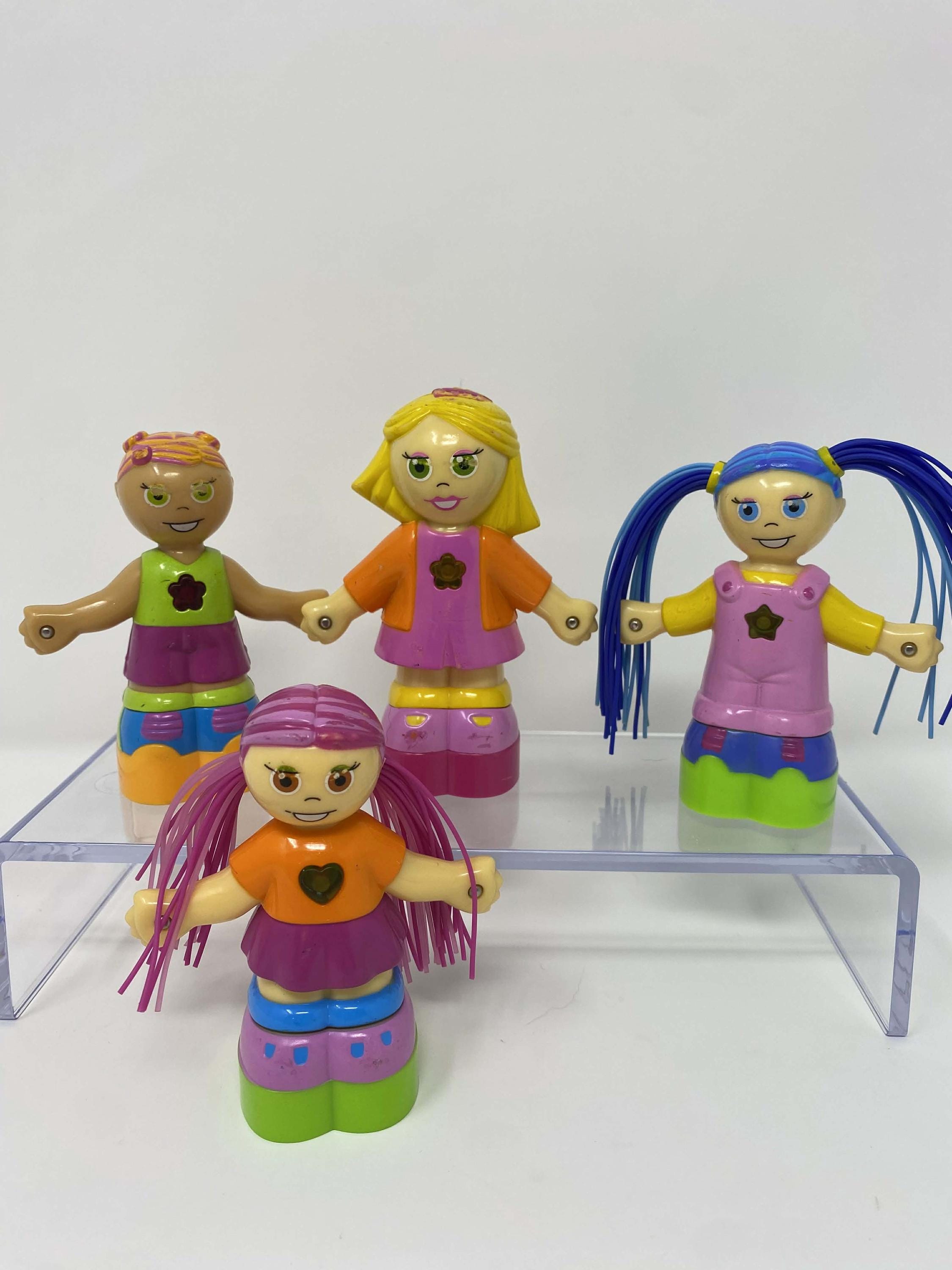 Vintage Mega Bloks Girl Friends Building Set of 4 Dolls 2002, RARE