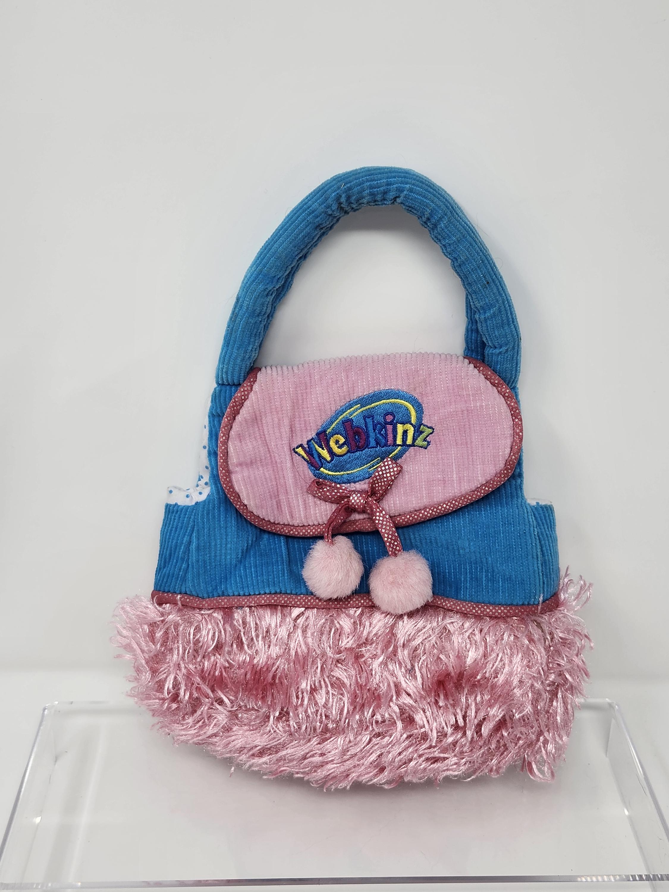 Webkinz Pet Carrier Handbag Tote Bag With Pink Blue Pompoms and