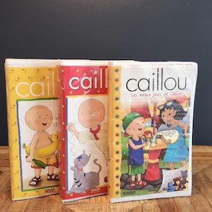 Lot of 3 VHS CAILLOU in FRENCH vintage 90-2000s tested!
