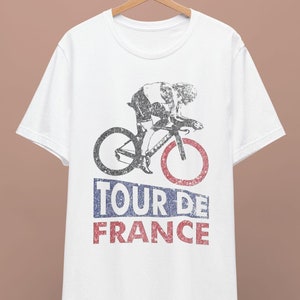 T-shirt graphique rétro Tour de France. T-shirt de cyclisme vintage. Cadeau de vacances. Cadeau cycliste. Style années 80. Cadeau pour elle et lui.