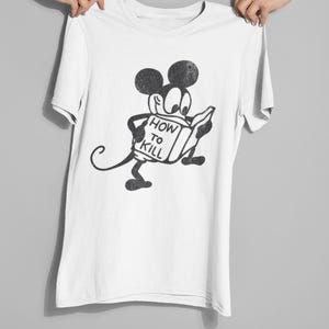 Mickey Mouse - How To Kill Vintage T-shirt. Retro Graphic Tee. Vintage Disney Shirt. Cartoon Tee. Comfort Colors. Oversized Tee. Unique Gift