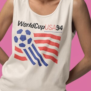 Unisex World Cup USA 94 Retro Fußball Tank Top. 90'er Jahre Stil. Komfortfarben