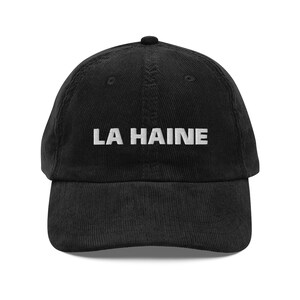 Gorra de pana vintage LA HAINE. Gorra de béisbol retro bordada. Gorra de moda de los 90.