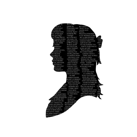 Alice Im Wunderland Silhouette Print Schwarz Weiss Lewis Etsy