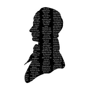 Pride And Prejudice Elizabeth Bennet Mr. Darcy Silhouette Print Set Black and White Quote Jane Austen image 4