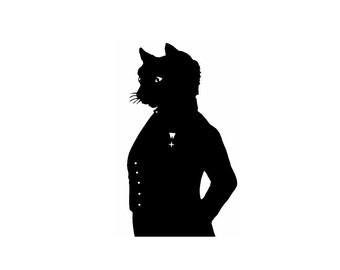 The Cheshire Cat Alice In Wonderland Silhouette Print Black and White
