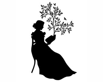 A Remarkable Book Silhouette Print Black and White Tree Birds