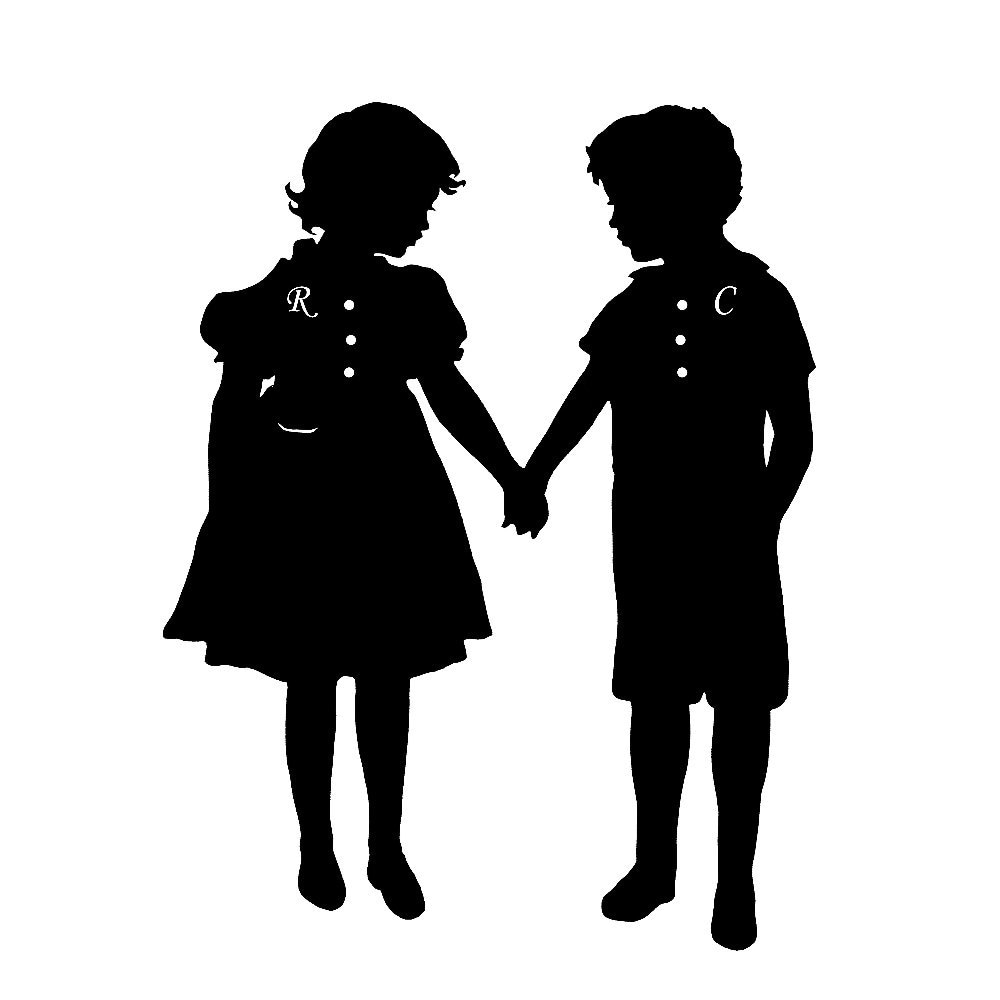 Personalized Twin Silhouette Print Brother Sister Custom Black - Etsy