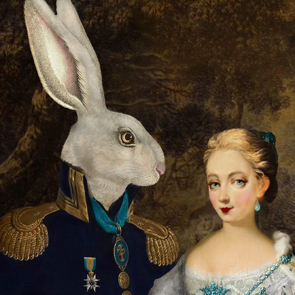 The Rabbit's Bride Portrait Print Digital Art Surreal Home Etsy