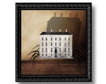 The Dollhouse Print Art Surreal Home Decor Goth Halloween Creepy Spider Curiosity Cabinet