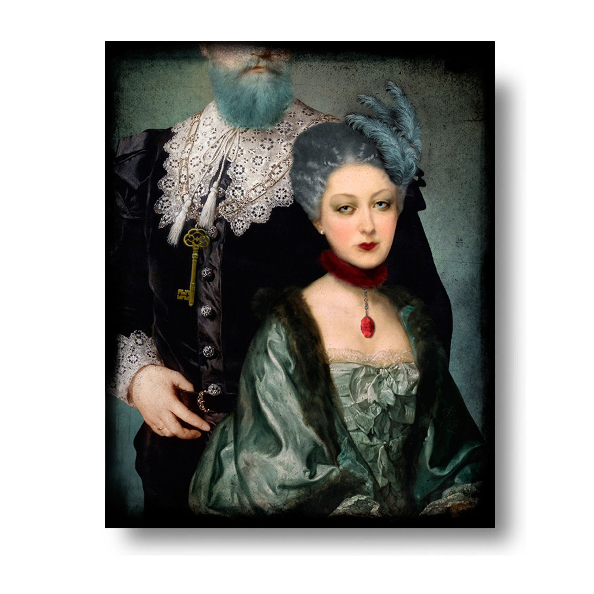 Bluebeard's Wife Print Portrait Art Black Blue Surreal Home Decor ...