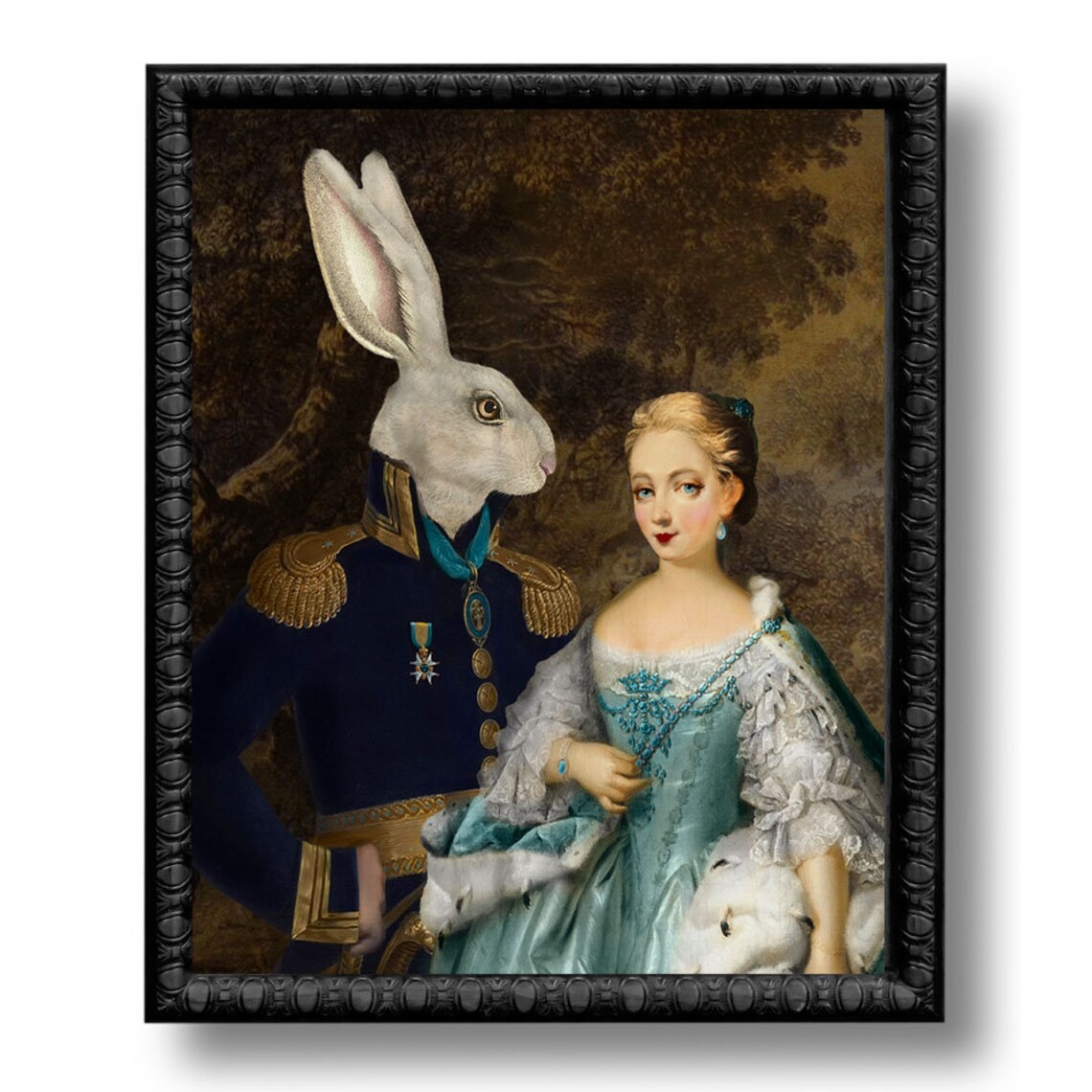 The Rabbit's Bride Portrait Print Digital Art Surreal Home Etsy