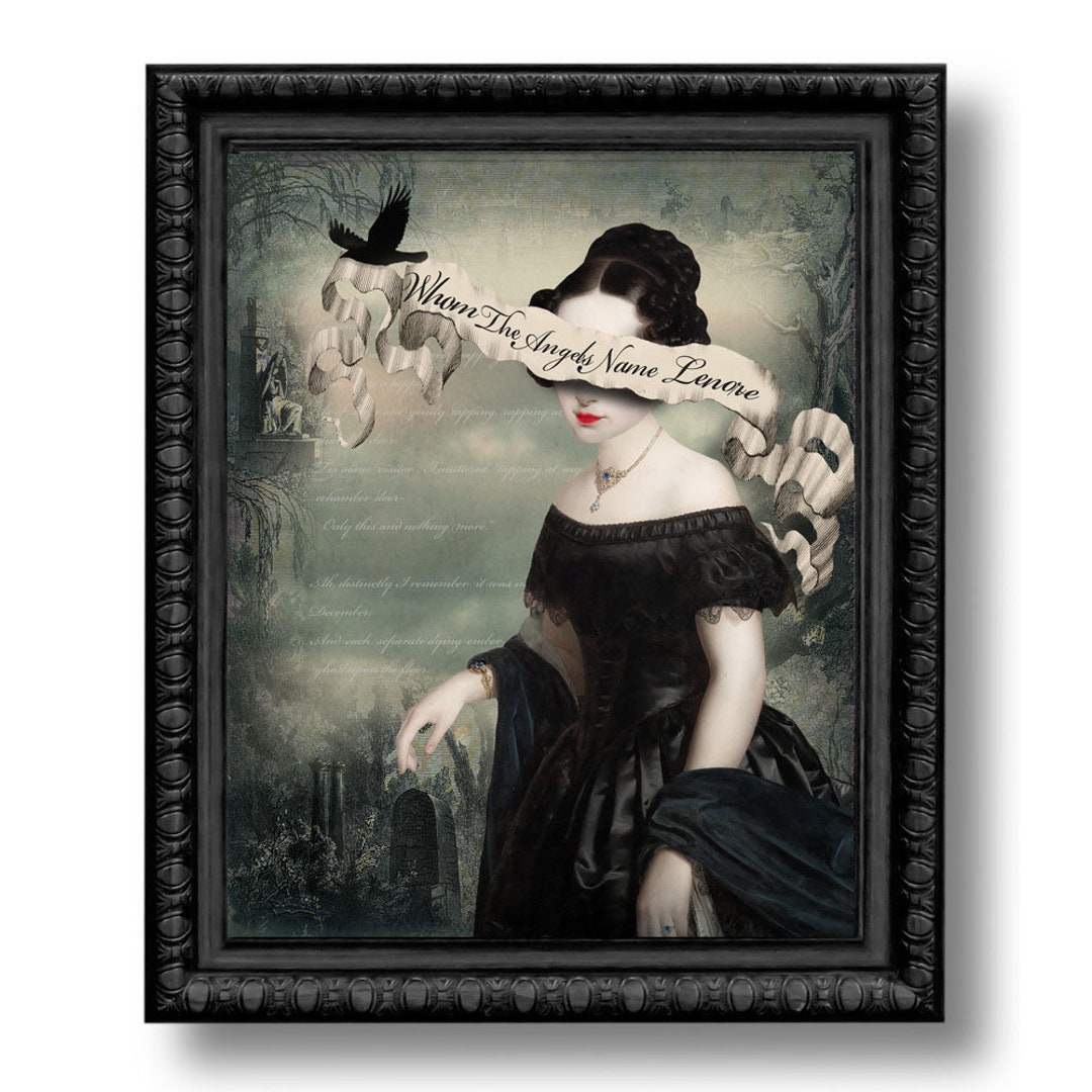 Lenore the Raven Edgar Allan Poe Print Art Surreal Home Decor Poem