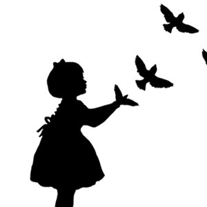 Bird Shadow Puppet Silhouette Print Black and White Birds Victorian Unusual Nursery image 2