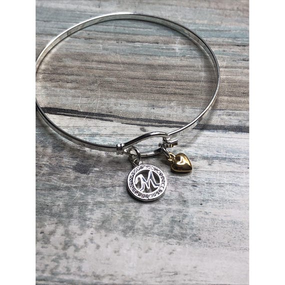 Letter M initial Bangle Bracelet Silver Tone NWOT… - image 1