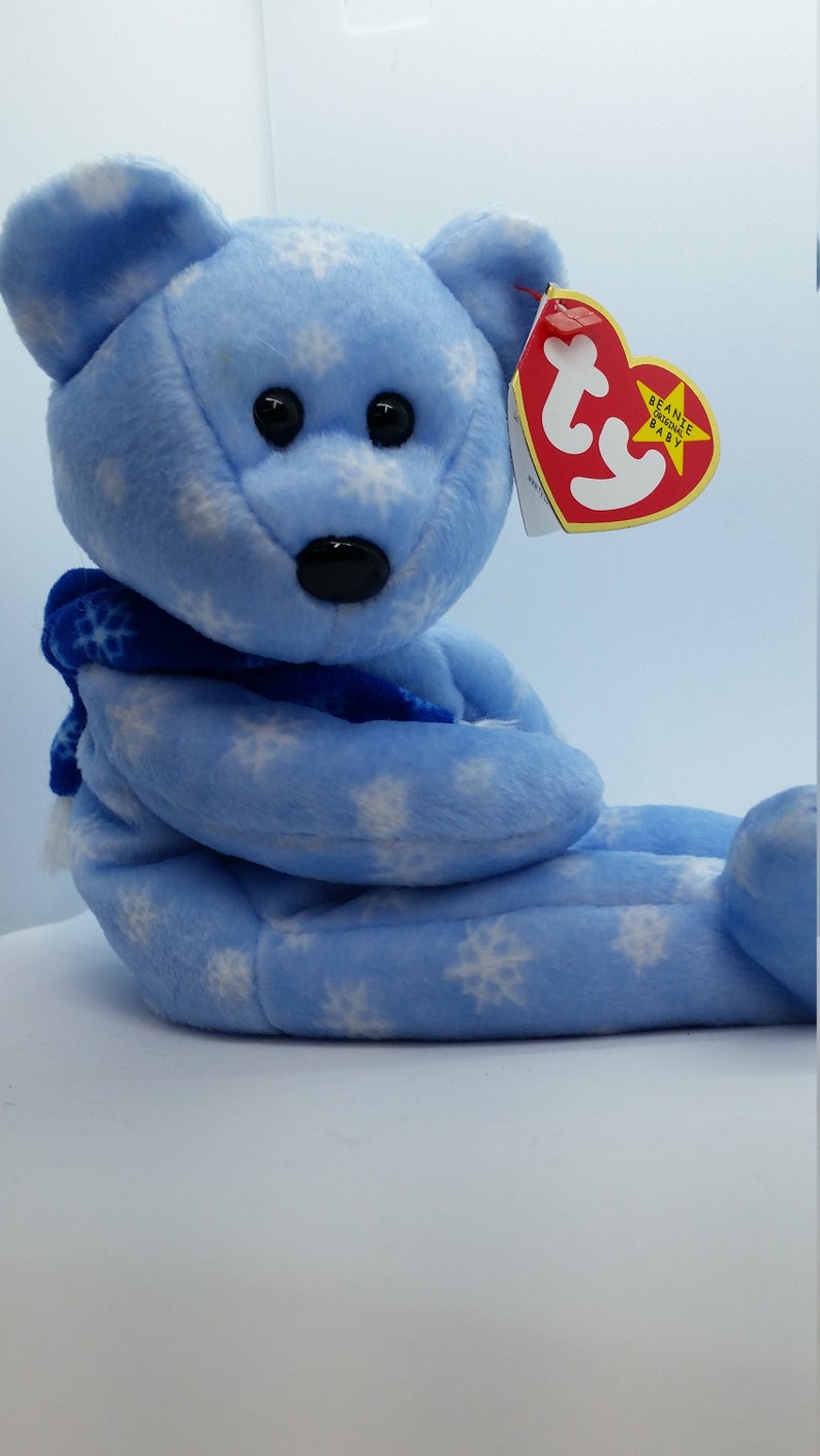 1999 TY Beanie Babies-1999 Blue Holiday Teddy Bear w//Blue Snowflake Scarf Retir