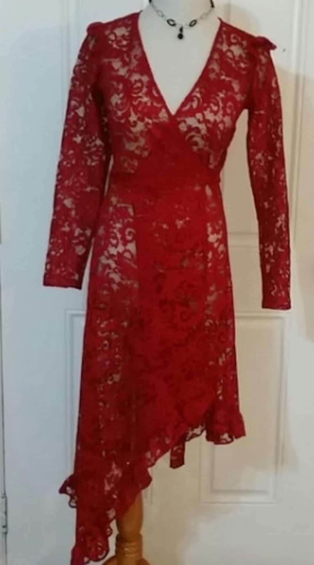ASOS Stunning Red Lace Wrap Tied Dress - Etsy