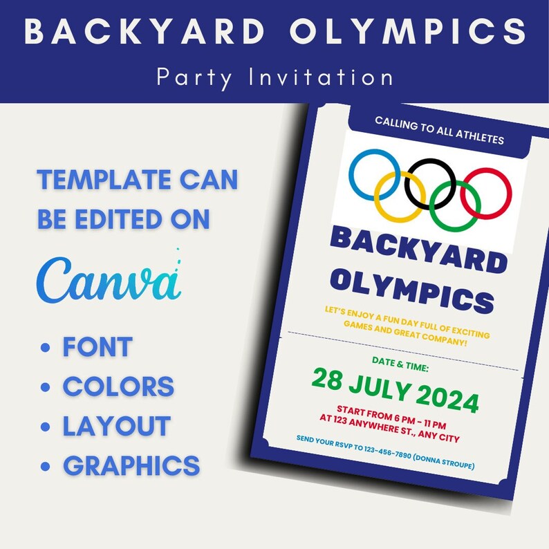 Backyard Olympics Party Invitation Summer Games BBQ Party Olympic