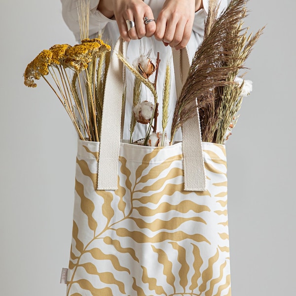 Handmade Cotton Tote Bag - Eco-Friendly Reusable Shopper in 8 Colors, Chloris Design