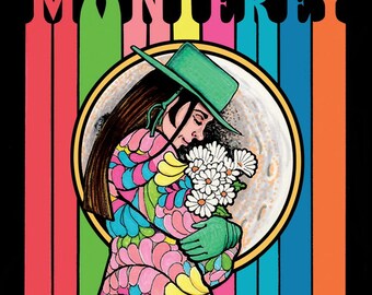 A3 Print Monterey Pop Festival 1967 Concert Poster Hand Painted