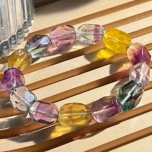 Rainbow Fluorite Bracelet: Multicolor Crystal Healing Jewelry