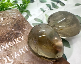 Smoky Quartz Palm Stone: Hand-Polished Healing Crystal with Meaning Card