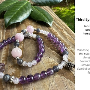 Healing Energy Chakra Crystal Bracelet,Natural Gemstone,Third Eye Chakra,Intuition,Chakra Energy,Handcrafted Design Crystal Bracelet