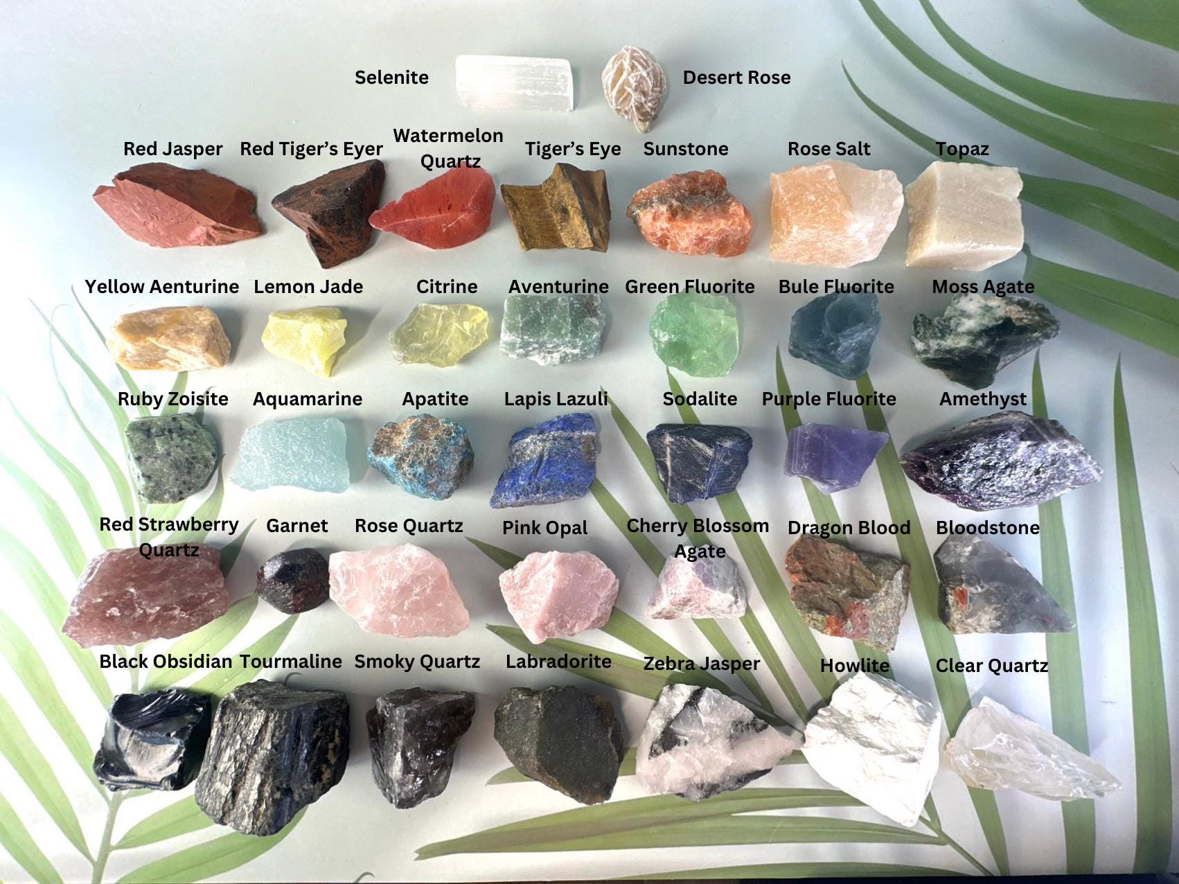 Beginner Crystal Starter Kit: Raw Healing Crystals with Meaning Cards