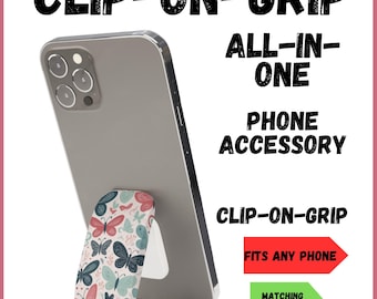 Phone Click-On Grip Holder Stand For Any Phone iPhone Samsung Pixel phone clip grip phone kickstand phone case pop socket  pop grip strap(B)